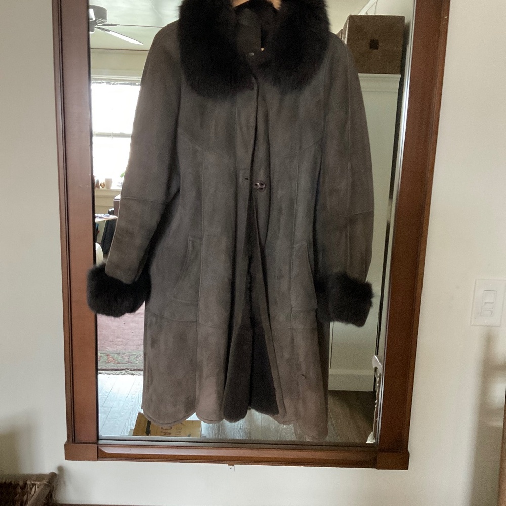 Stunning vintage suede  and fur coat
